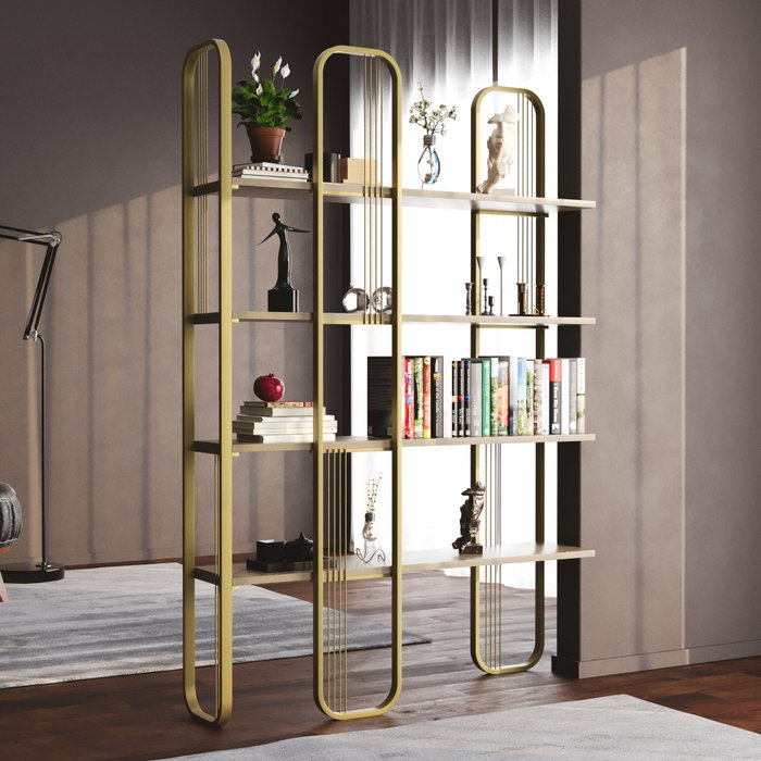 Hanah Home Sierra - Yellow Estantería Barroca Glam Amarilla 124x182x26 cm